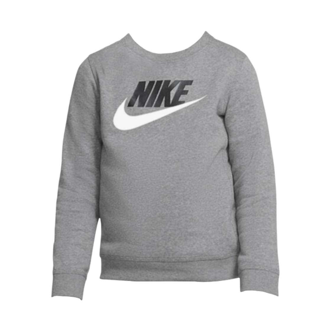 (키즈) 나이키 NSW 클럽 퓨추라 플리스 크루 스웨트셔츠 카본 헤더((Kids) Nike NSW Club Futura Fleece Crew Sweatshirt Carbon Heather) - 1