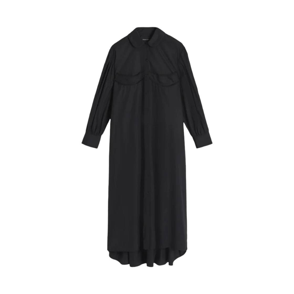 7225-1025 (W) Simone Rocha Long Shirt Dress with Cup Detail Black