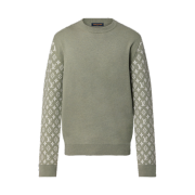 Louis Vuitton Long-Sleeved Cashmere Mix Signature Crewneck Gray