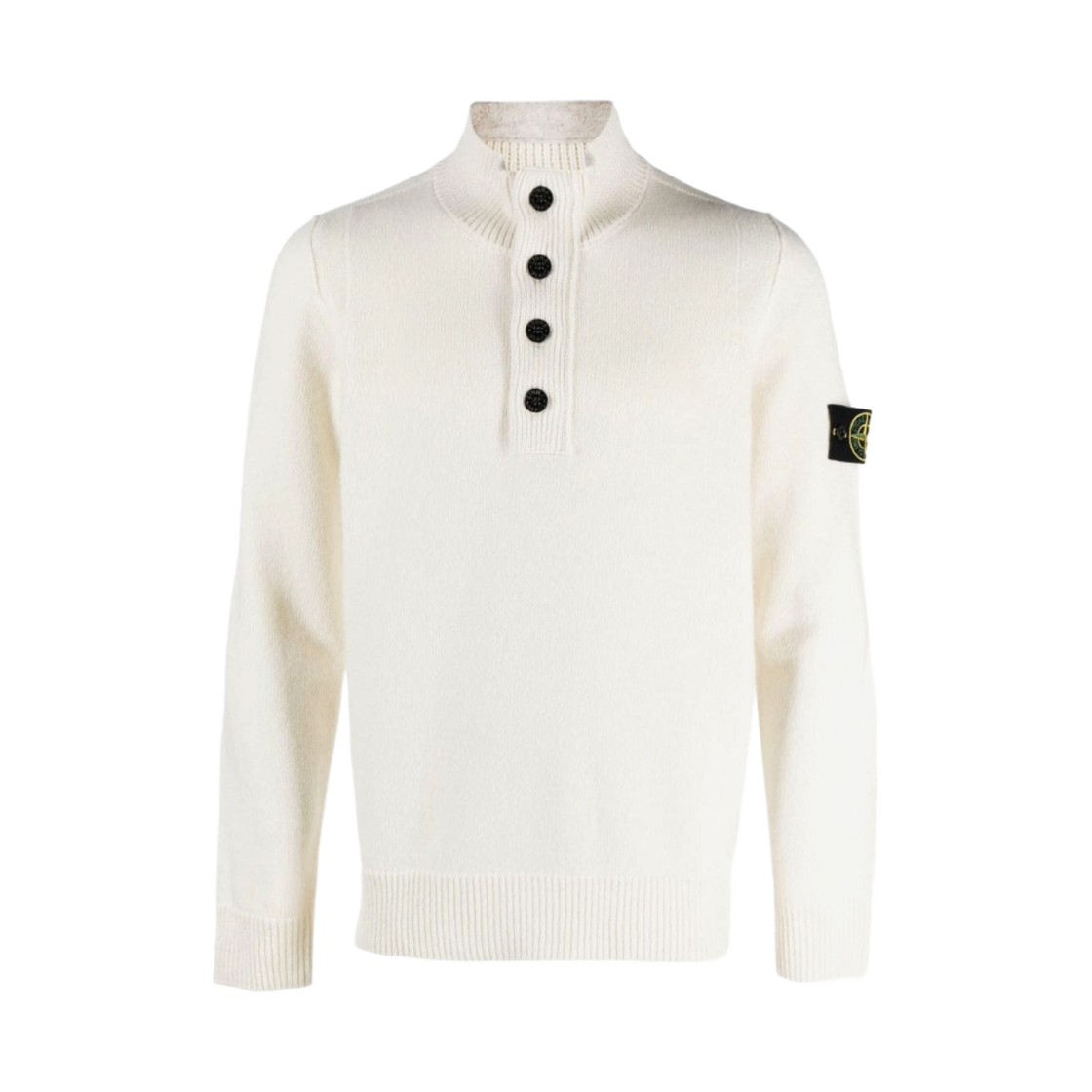 스톤 아일랜드 540A3 하이 넥 하프 버튼 램스울 니트 오프 화이트 - 22FW