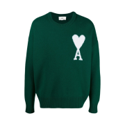 AMI de Coeur Oversize Intarsia Sweater Green - 21FW