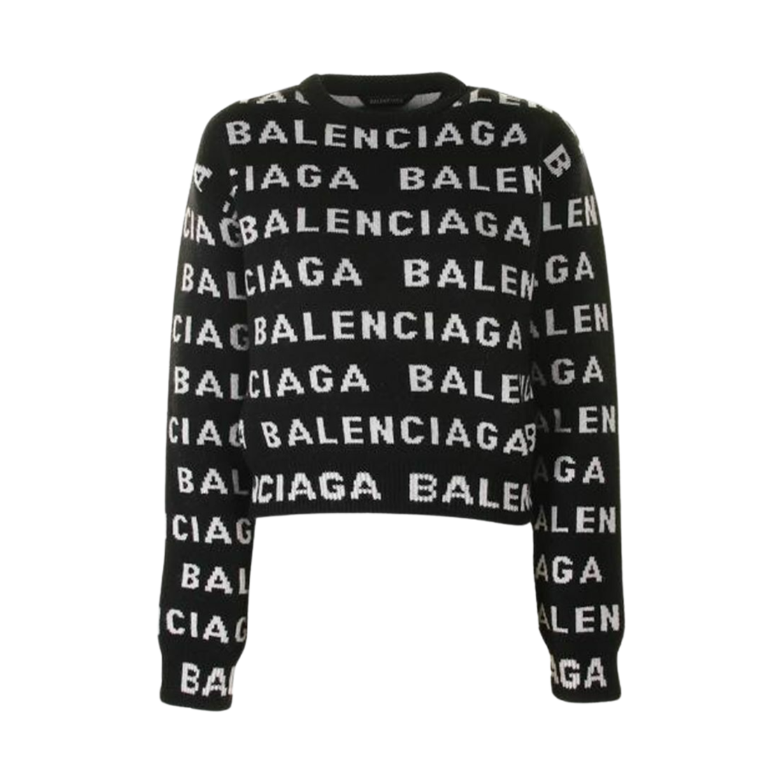 761591T16731070 (W) Balenciaga Allover Logo Knit Black White