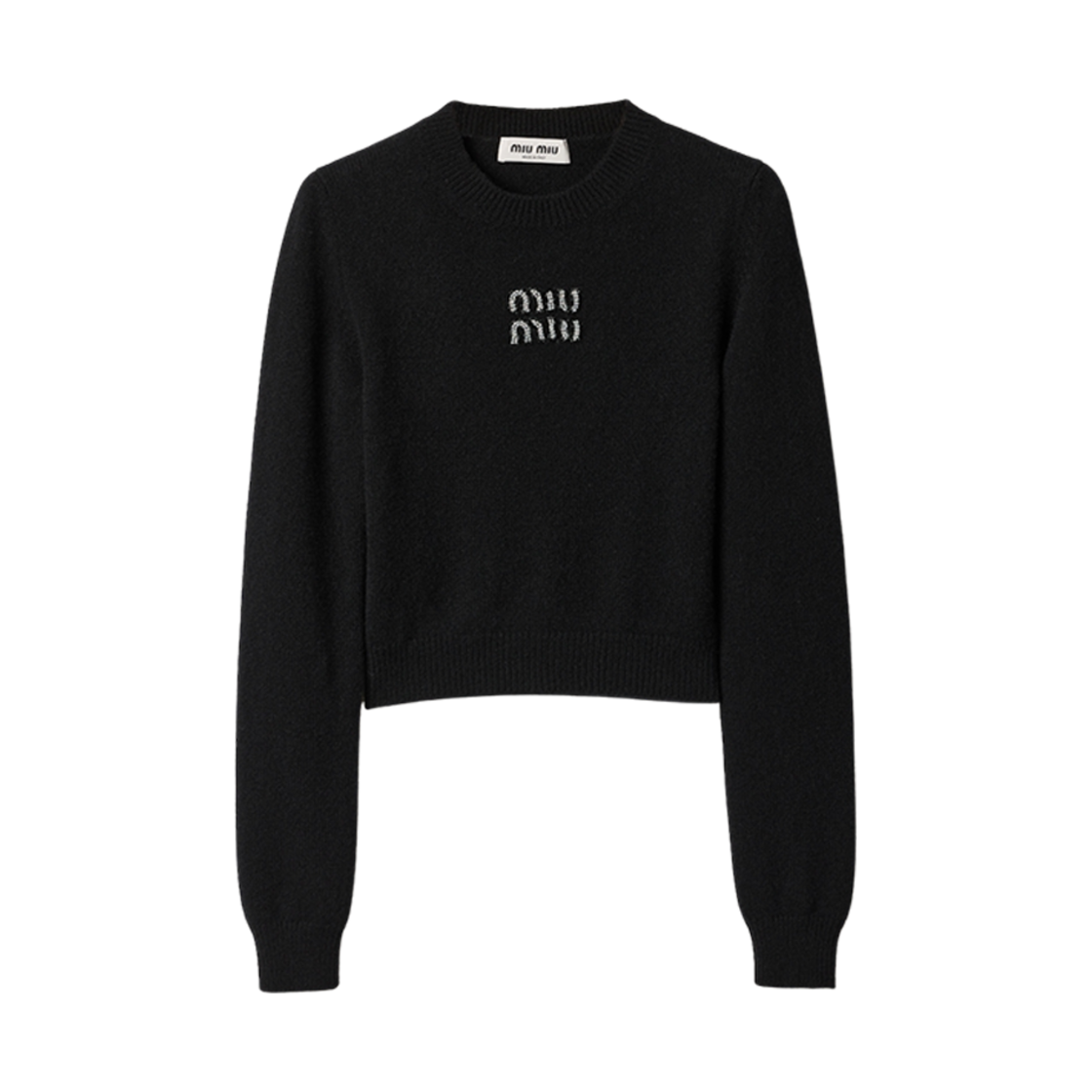 (W) 미우 미우 캐시미어 로고 니트 블랙((W) Miu Miu Cashmere Logo Knit Black)