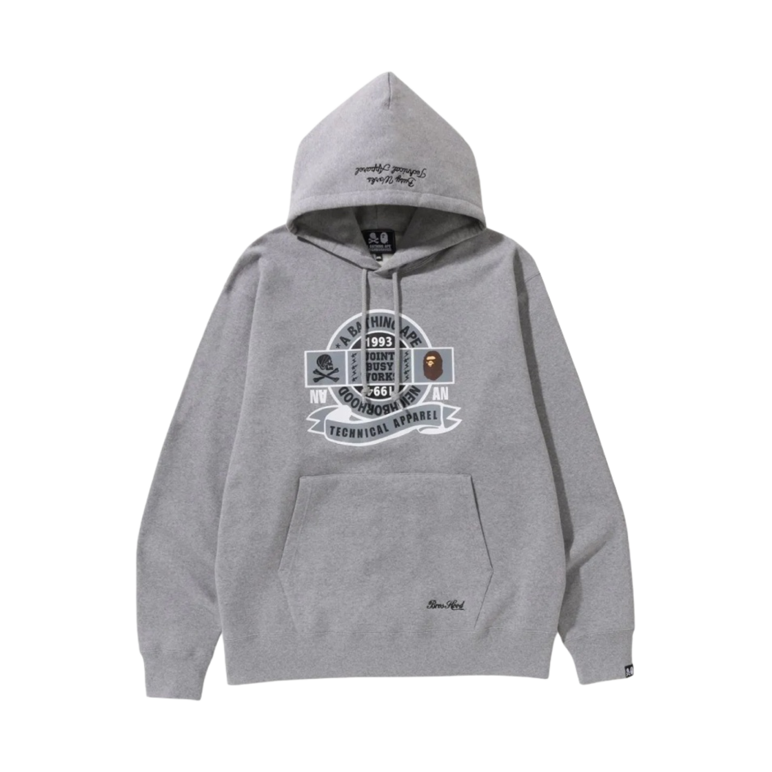 베이프 x 네이버후드 릴렉스드 핏 풀오버 후드 그레이(BAPE x Neighborhood Relaxed Fit Pullover Hoodie Gray) - 1