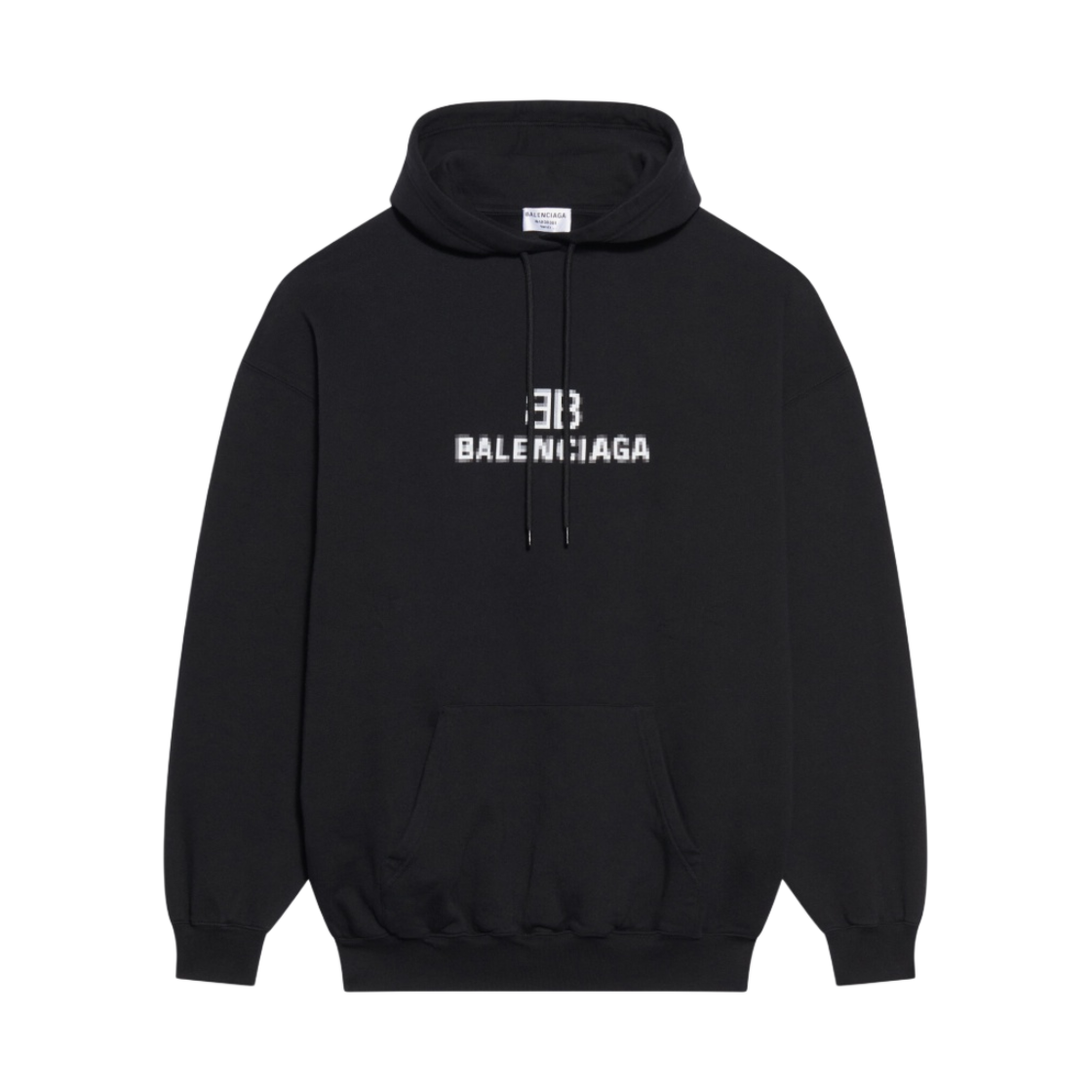 (W) 발렌시아가 BB 픽셀 미디움 핏 후드 블랙