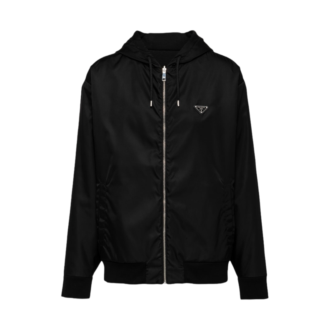 프라다 리버시블 코튼 플리스 리나일론 후드 블랙 블랙(Prada Reversible Cotton Fleece Re-Nylon Hoodie Black Black) - 1