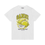 (W) Ganni Relaxed Lemon T-Shirt Bright White