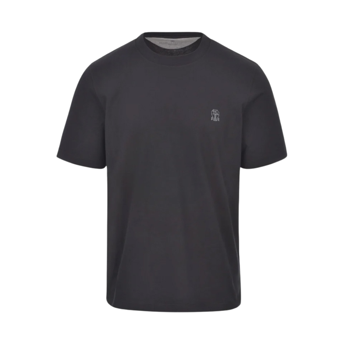 M0B138440-CSQ44 Brunello Cucinelli Logo Cotton Jersey Crewneck T-Shirt Black