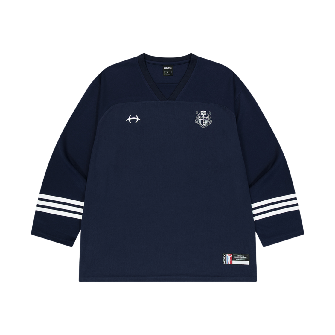 에이치덱스 믹스드 매쉬 럭비 롱 슬리브 네이비