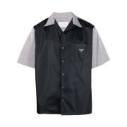 Prada Stretch Cotton Re-Nylon Shirt Black White