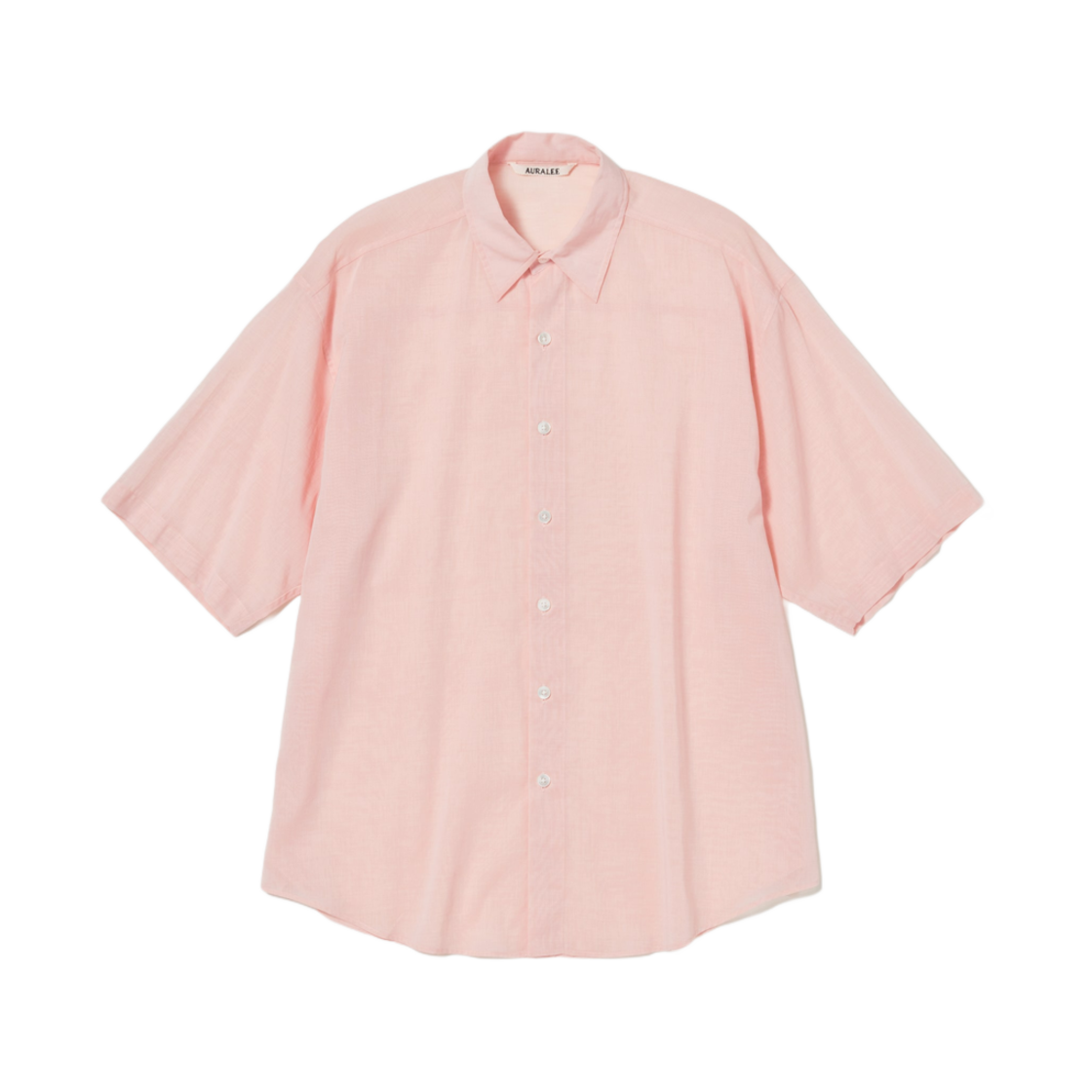 A24SS02VO Auralee Hard Twist Finx Organdy Half Sleeved Shirt Light Pink Chambray