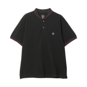 Needles Shawl Collar Cotton Pique Polo Shirt Black