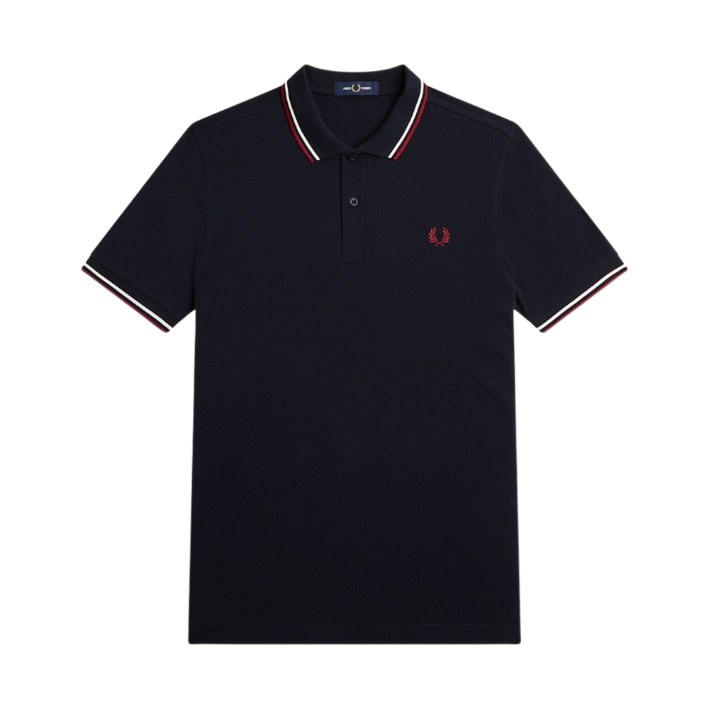 프레드페리 M3600 트윈 팁 프레드페리 셔츠 네이비/스노우화이트/번트레드(Fred Perry M3600 Twin Tipped Fred Perry Shirt Navy/Snow White/Burnt Red)