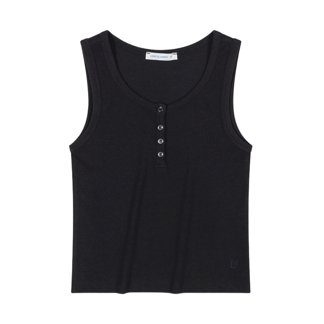 (W) 로우클래식 슬리브리스 블랙((W) Low Classic Henry-Neck Sleeveless Black)