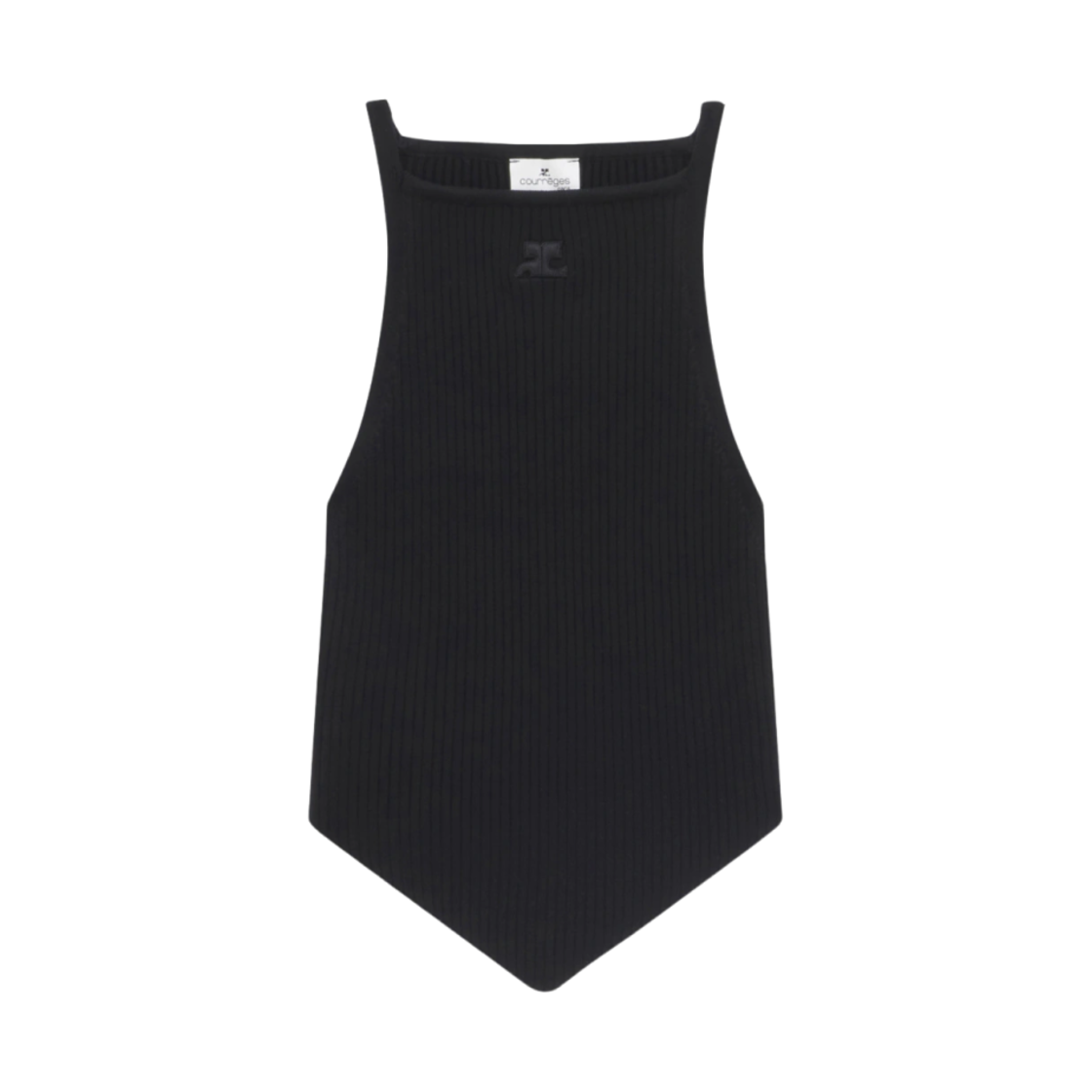 (W) 꾸레쥬 립 니트 포인티 탱크탑 블랙((W) Courreges Rib Knit Pointy Tank Top Black) - 1