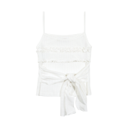 Margarin Fingers Frill Ribbon Tank Top White