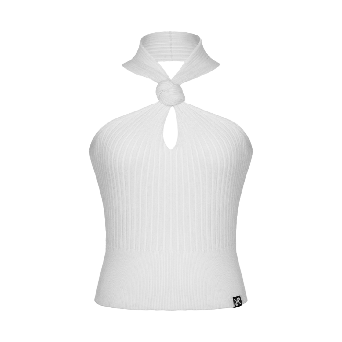 러프넥 니트 홀터넥 탑 화이트(Roughneck Knitwear halter-neck top white)