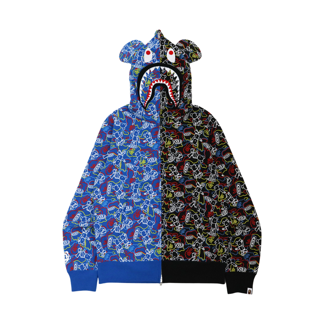 베이프 x 메디콤 토이 카모 베어 샤크 하프 풀 집 후드 카이스(BAPE x Medicom Toy Camo Be@r Shark Half Full Zip Hoodie Caise) - 1
