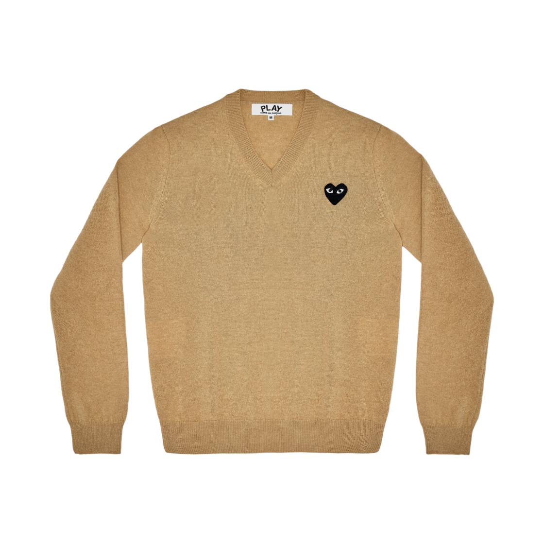 플레이 꼼데가르송 블랙 하트 브이넥 스웨터 라이트 카멜(Play Comme des Garcons Black Heart V-Neck Sweater Light Camel) - 1