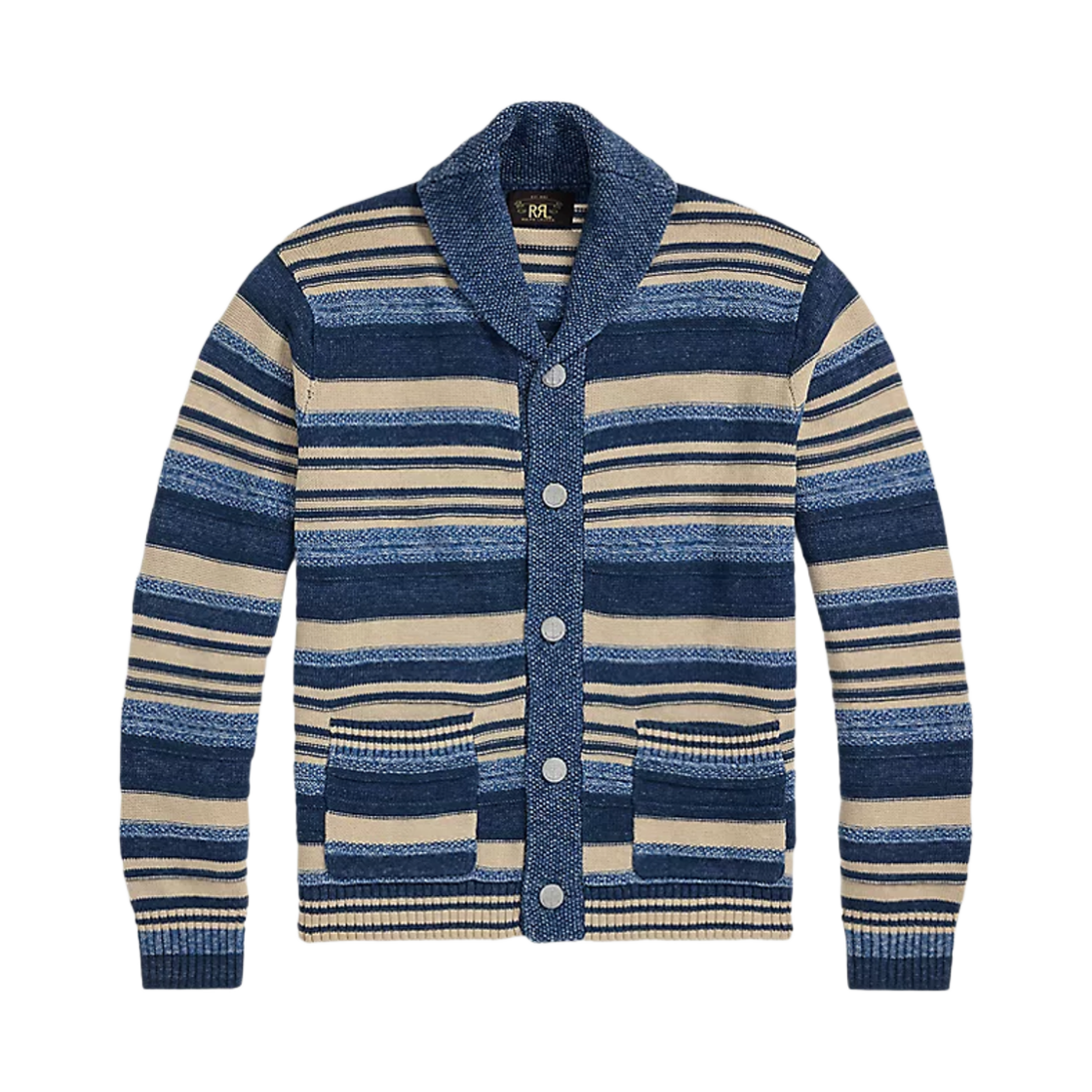 더블알엘 인디고 스트라이프 코튼 리넨 가디건 인디고 멀티(Double RL Indigo Stripe Cotton Linen Cardigan Indigo Multi)