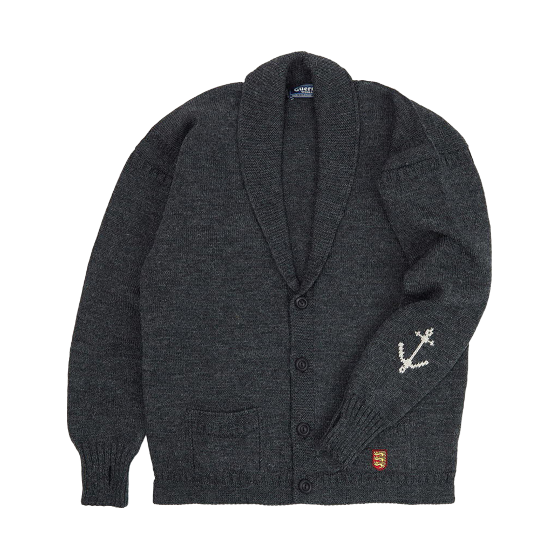 - Guernsey Woollens Shawl Collar Cardigan Charcoal