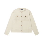 BY RANG Wool-Cashmere Pocket Logo Cardigan Ivory