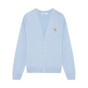 Maison Kitsune Dressed Fox Patch Relaxed Cardigan Pale Blue