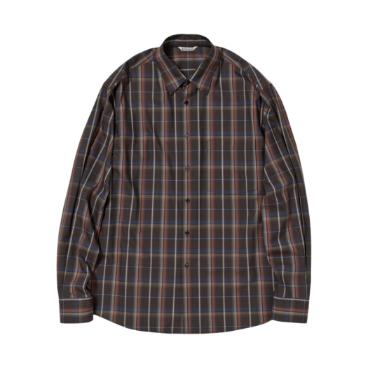 A24SS01LC Auralee Super Light Wool Check Shirt Dark Brown