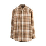 Auralee Wool Recycled Polyester Cloth Shirt Beige Check - 21AW