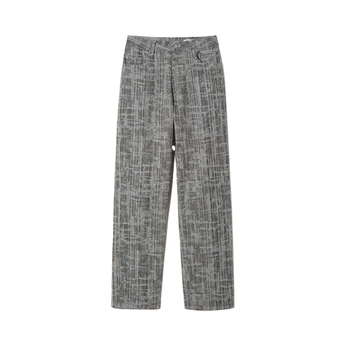 퍼버즈 우먼 스크래치드 자카드 팬츠 루즈 스트레이트 블루(Perverze Women Scratched Jacquard Pants Loose Straight Blue)