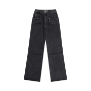Coyseio Flower Snap Denim Pants Black