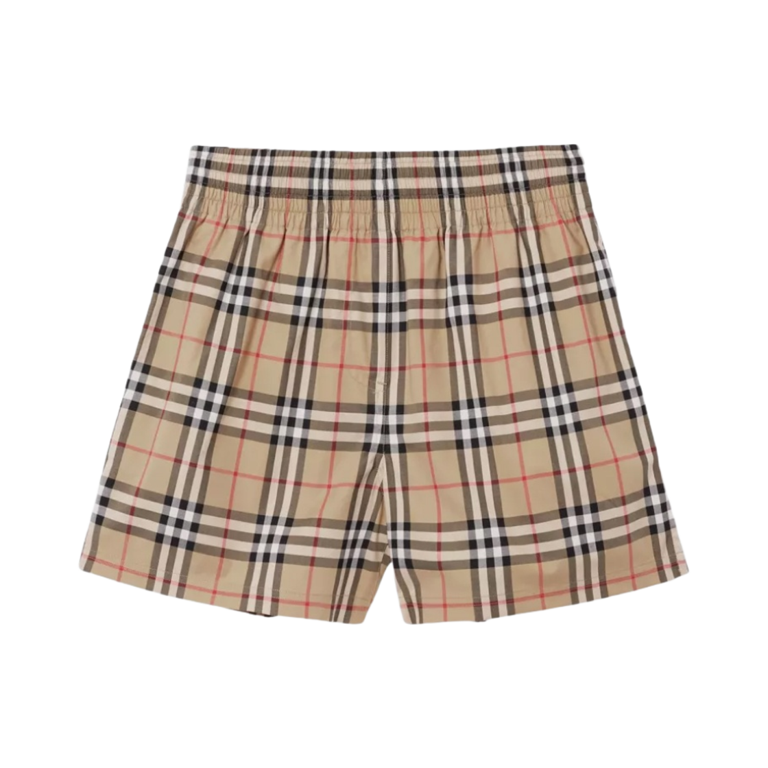 (W) 버버리 사이드 스트라이프 빈티지 체크 스트레치 코튼 쇼츠 아카이브 베이지((W) Burberry Side Stripe Vintage Check Stretch Cotton Shorts Archive Beige) - 1