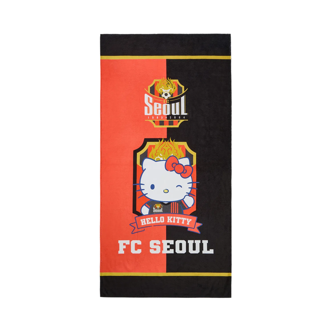 K 리그 x 산리오 캐릭터즈 2025 비치 타월 헬로 키티 FC 서울 레드 블랙(K League x Sanrio Characters 2025 Beach Towel Hello Kitty FC Seoul Red Black)