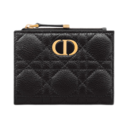 Dior Caro Dahlia Wallet Black Supple Cannage Calfskin