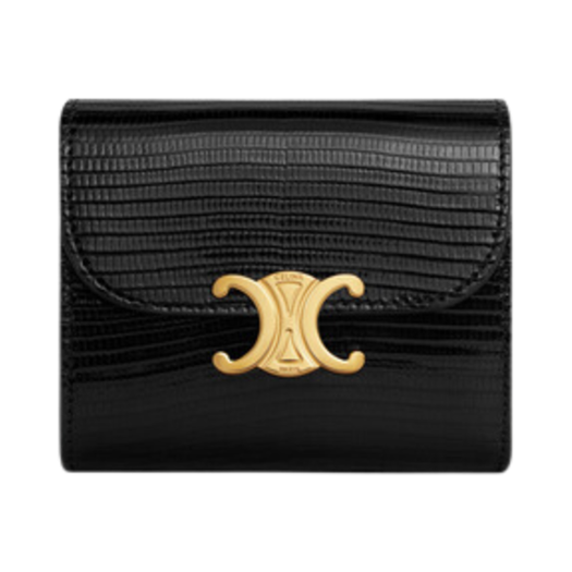 Celine Small Wallet Triomphe in Lizard Black