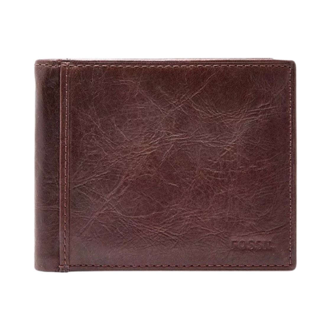 ML3784200 Fossil Ingram Leather RFID Bifold Wallet with Flip ID Brown