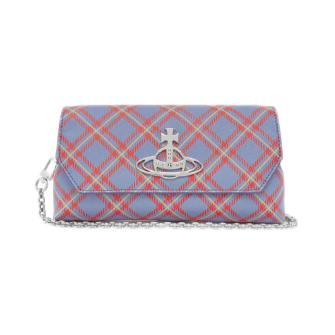 비비안 웨스트우드 미니 파우치 체인 백 블루 오렌지 타탄(Vivienne Westwood Mini Pouch Chain Bag Blue Orange Tartan) - 1