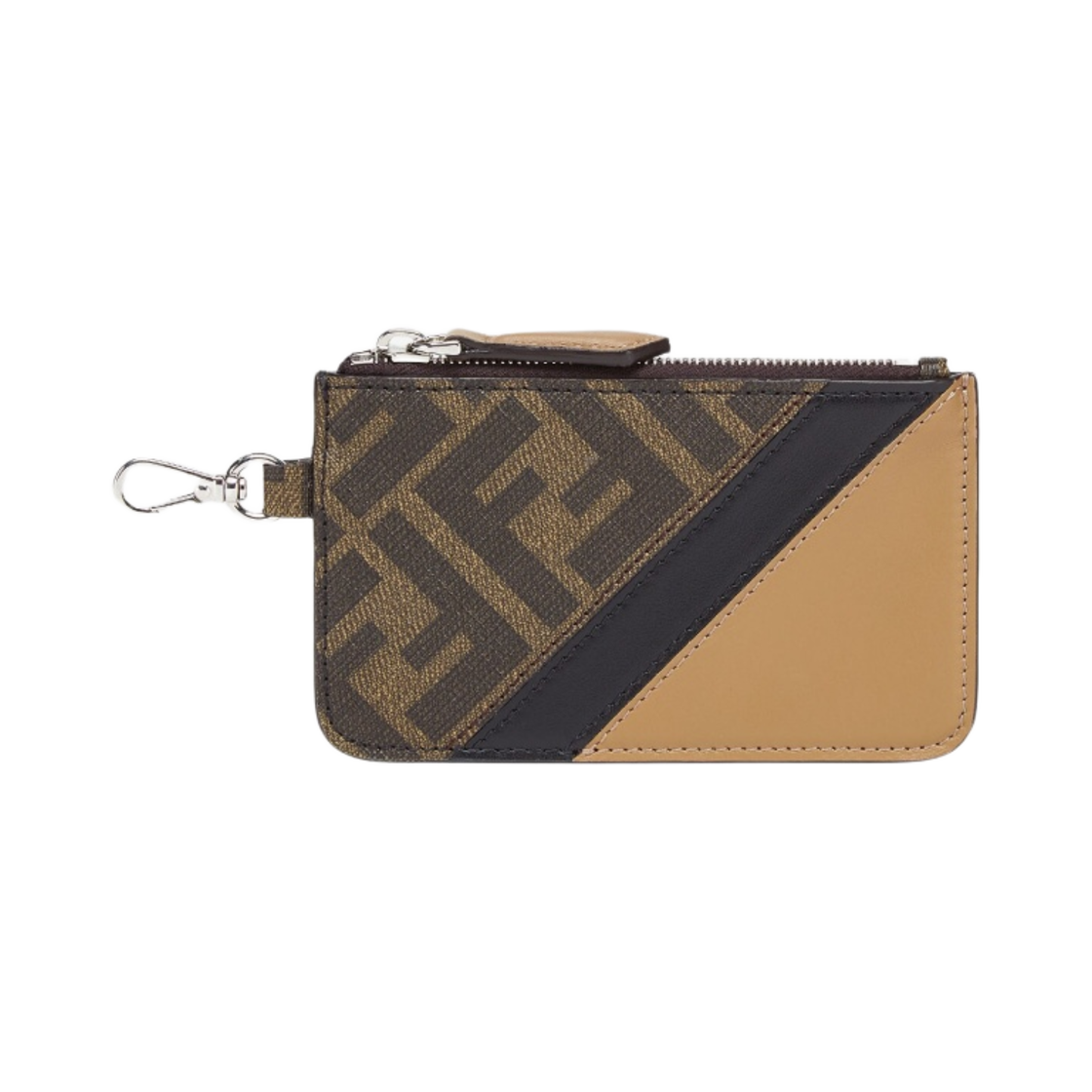 펜디 FF 모티프 패브릭 클립 퍼스 카드 홀더 브라운(Fendi FF Motif Fabric Clip Purse Card Holder Brown) - 1