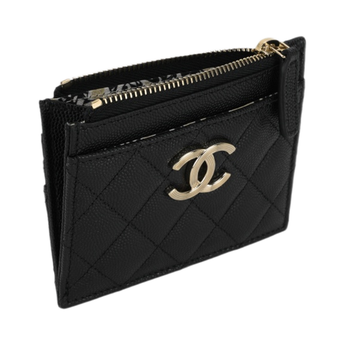 샤넬 지퍼 카드 홀더 그레인드 카프스킨 골드 블랙(Chanel Zipped Card Holder Grained Calfskin & Gold Black) - 3
