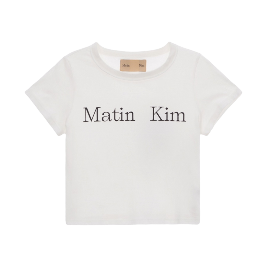 (W) 마뗑킴 로고 실크 크롭 탑 화이트