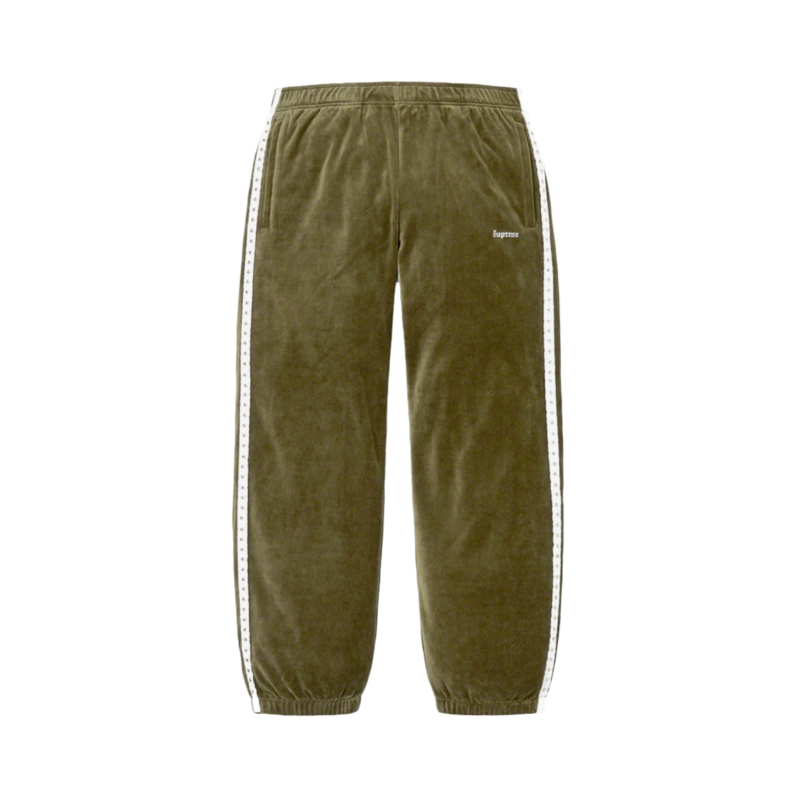 슈프림 스터드 벨루어 트랙 팬츠 올리브 - 22FW(Supreme Studded Velour Track Pants Olive - 22FW) - 1