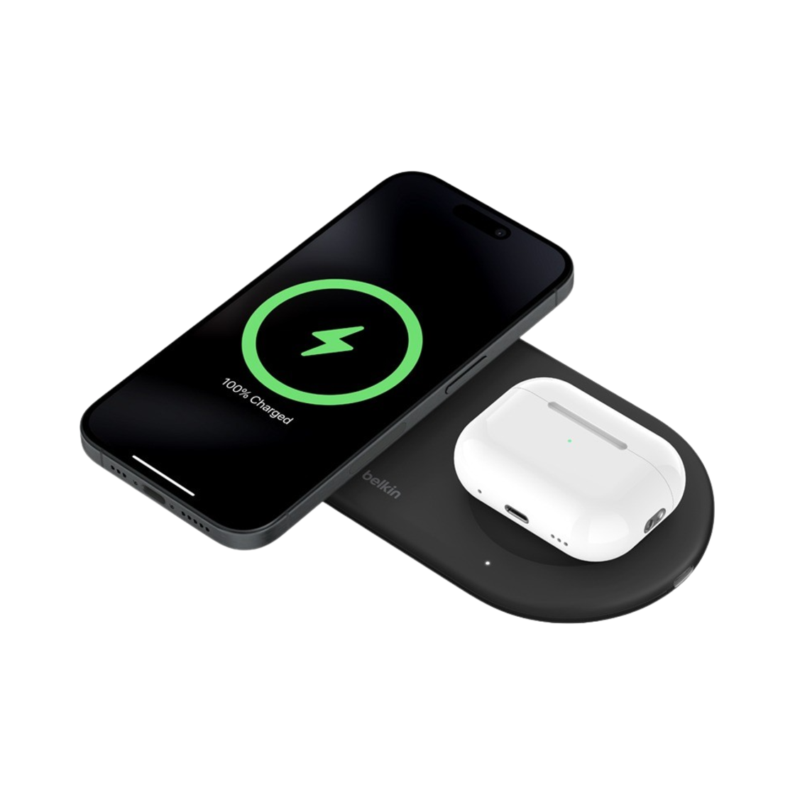 WIZ021qcBK Belkin 2-in-1 Qi2 15W Magnetic Wireless Charging Pad WIZ021qc Black