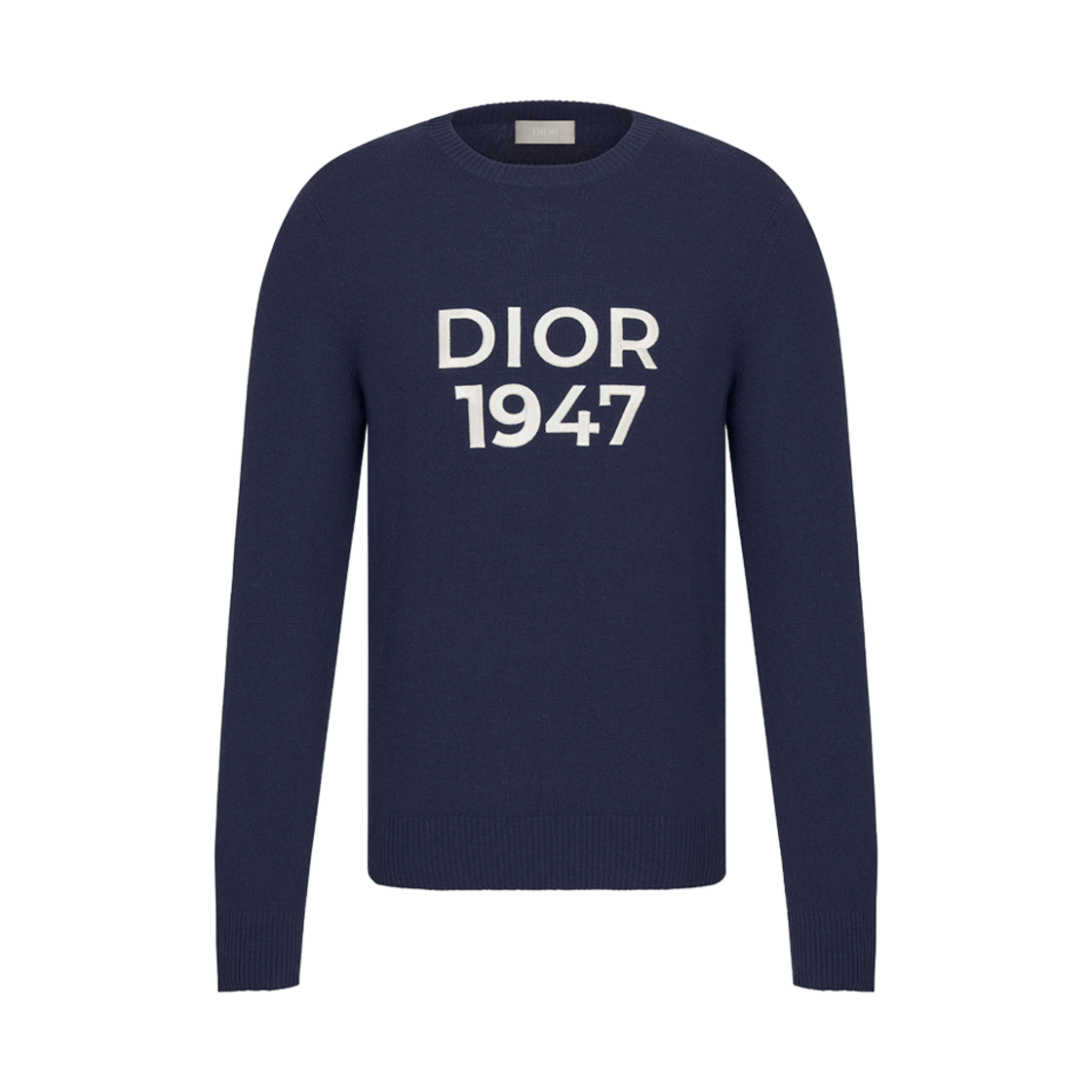 413M653AT759-C580 Dior Wool Cashmere Knit Round-Neck Sweater Navy Blue