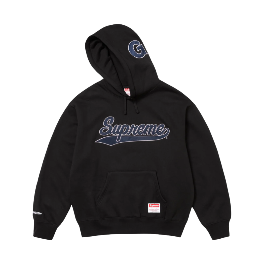 슈프림 미첼 & 네스 NCAA 후드 스웨트셔츠 블랙 - 24FW(Supreme Mitchell & Ness NCAA Hooded Sweatshirt Black - 24FW)
