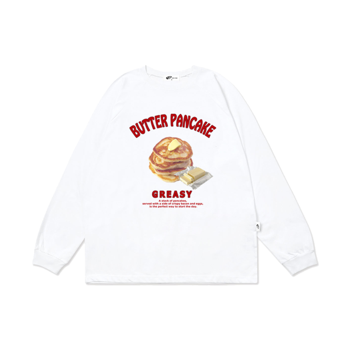 P242LS007WH pagesiisii Butter Pancake Print Overfit Long Sleeve White