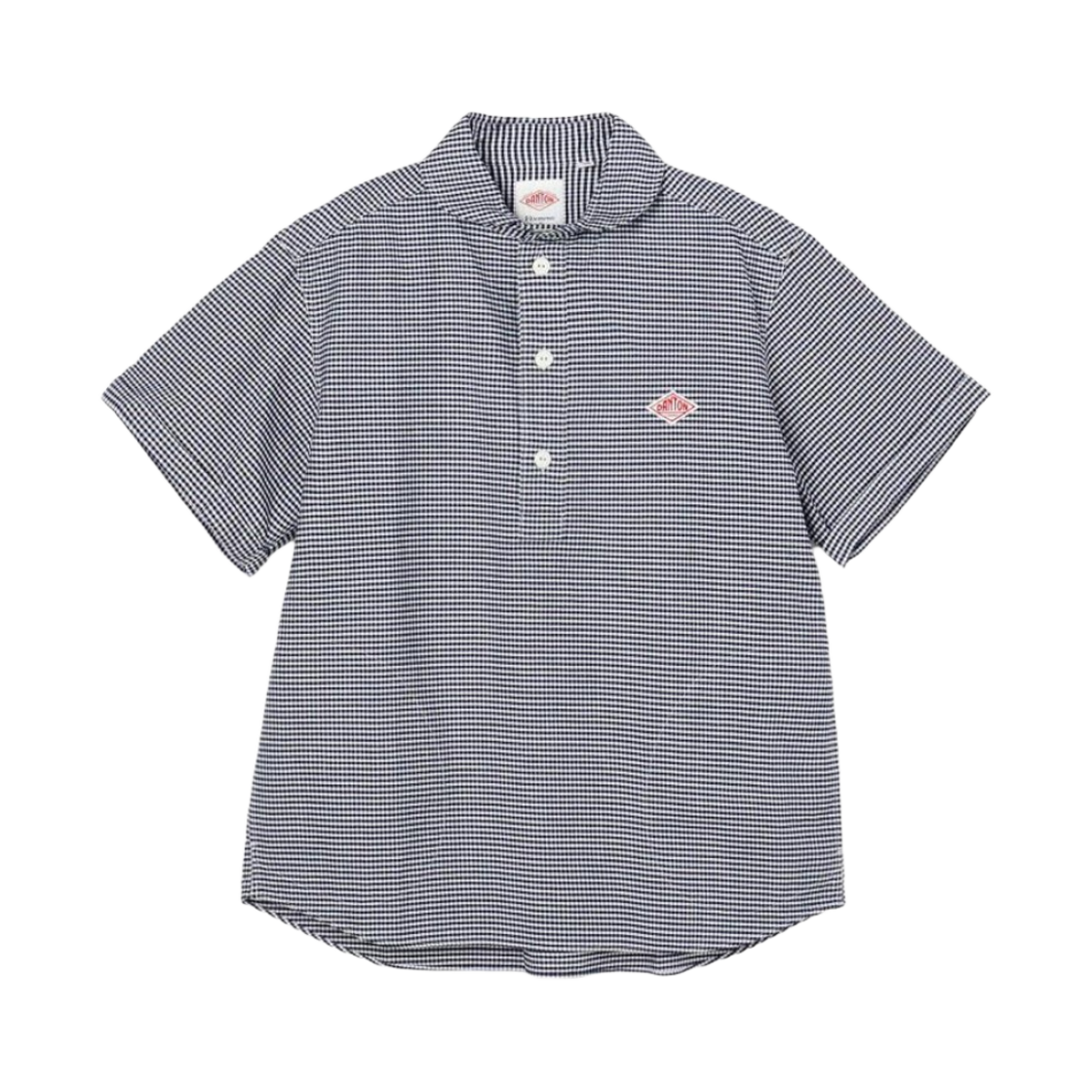 단톤 옥스포드 라운드 칼라 풀오버 숏슬리브 셔츠 네이비 깅엄(Danton Oxford Round Collar Pullover Short Sleeve Shirt Navy Gingham) - 1