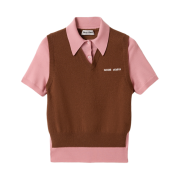 (W) Miu Miu Cashmere and Wool Polo Sweater Tobacco Pink