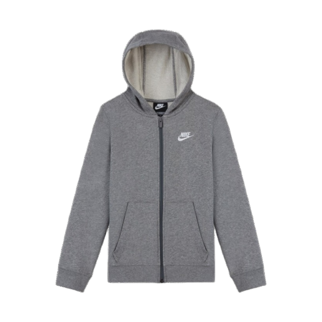 (키즈) 나이키 NSW 클럽 프렌치 테리 풀 집 후드 카본 헤더((Kids) Nike NSW Club French Terry Full Zip Hoodie Carbon Heather) - 1