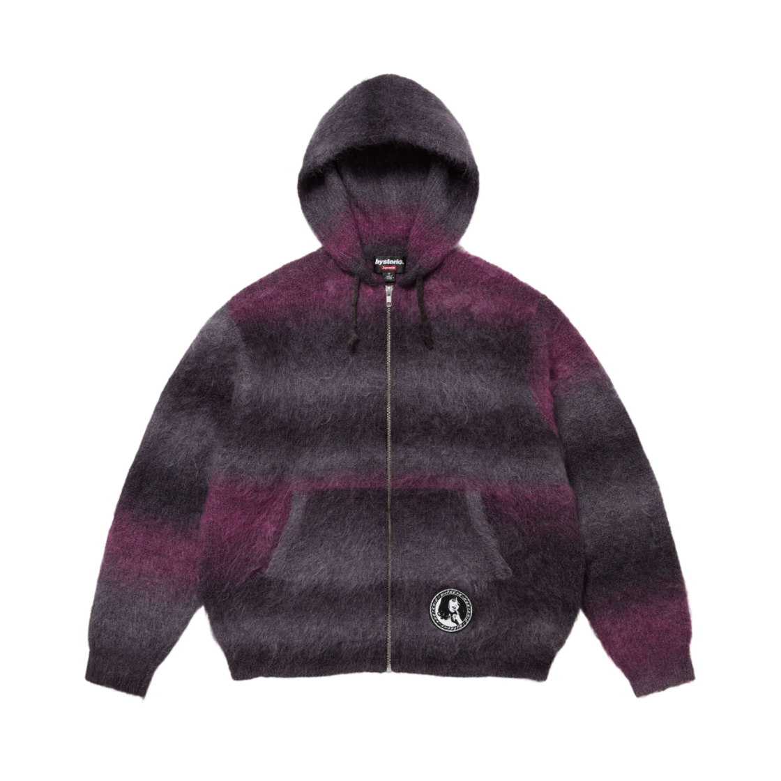 슈프림 x 히스테릭 글래머 모헤어 집업 후드 스웨터 블랙 - 24FW(Supreme x Hysteric Glamour Mohair Zip Up Hooded Sweater Black - 24FW)