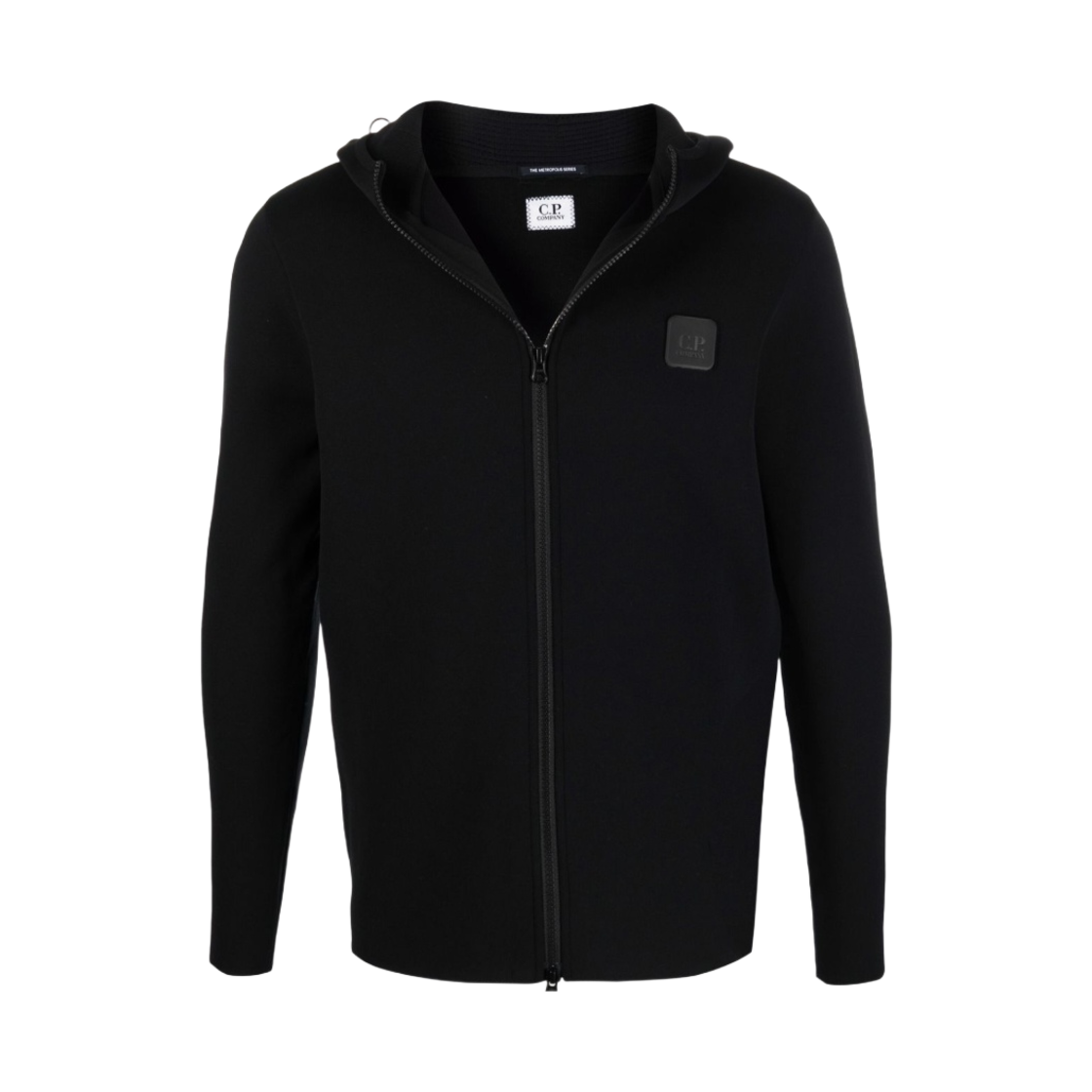 C.P. 컴퍼니 메트로폴리스 시리즈 나일론 코튼 더블 후드 집업 니트 블랙 - 22SS(C.P. Company Metropolis Series Nylon Cotton Double Zipped Hoodied Knit Black - 22SS)